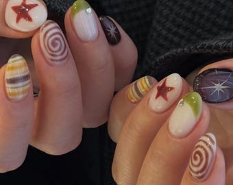 Colorful Graffiti Press-On Nails | Hand-Painted Custom Nail Art Set