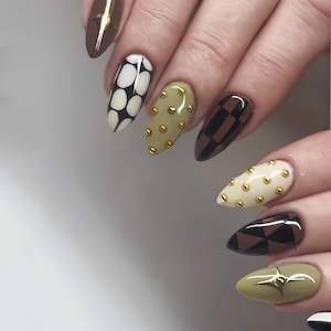 Chrome Star Press On Nails: Y2K Gel Faux Acrylic Nails