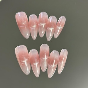 Ombre pink cat eye nails/ custom press on nails/ hand made Press on Nails/Faux Acrylic Nails/ Gel Nails/Press on Nails