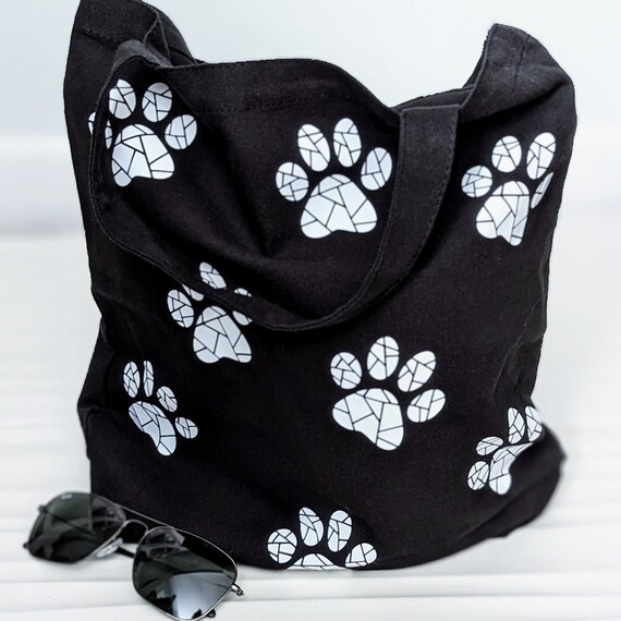 Fractured Paw Print Tote Bag for Dog Lovers, Dog Mom Tote Bag, Gift for Dog Person, Dog Gift Set, Mom Dog Tote, Mom Gift Dog Rescue Gift Box