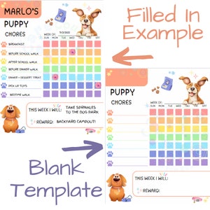 Printable Puppy Chore Chart, Childrens to Do List, New Puppy , Pet ...