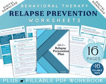 Addiction Relapse Prevention Workbook alcoholic therapy tool psychology addiction worksheet printable addiction recovery digital download