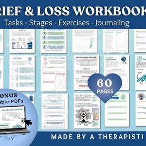 Arbetsbok om sorg och förlust, verktyg för sorgterapi, psykisk hälsa, död, sorgarbetsbok för klienter, psykologiarbetsbok, terapiarbetsbok, utskrivbar