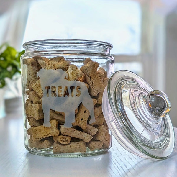 Personalized French Bulldog Glass Treat Jar Dog Bone Jar Frenchie Good Girl Treat Jar Gift Frenchie Bulldog Treat Jar Good Boy Dog Treat Jar