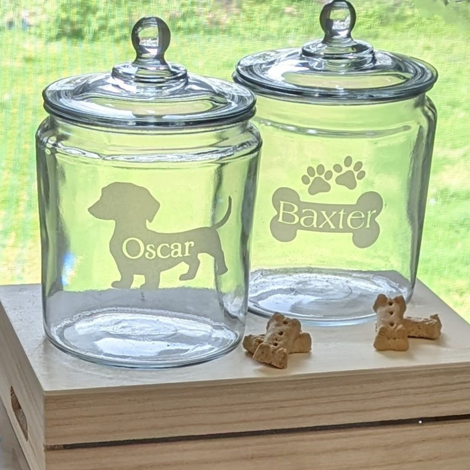Glass dog top treat jar