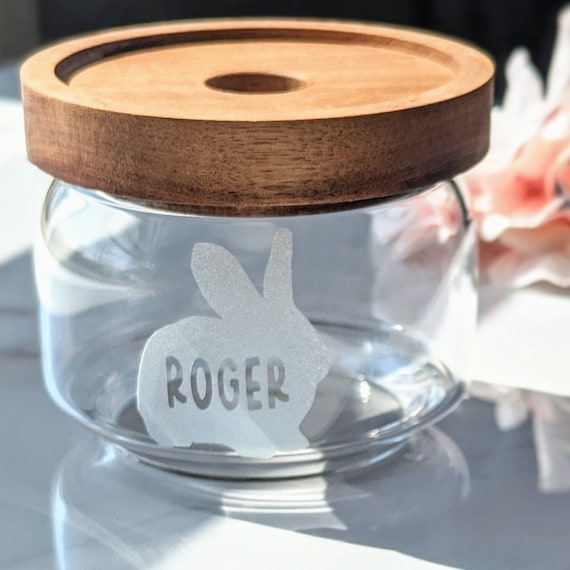 Custom Rabbit Treat Jar, Airtight Food Storage, Personalized