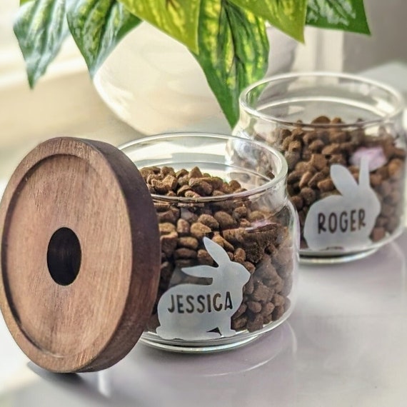 Custom Rabbit Treat Jar, Airtight Food Storage, Personalized