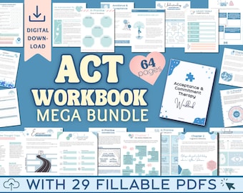 ACT Workbook Mega Bundle: Acceptance Commitment Therapy (29 Fillable PDFs)