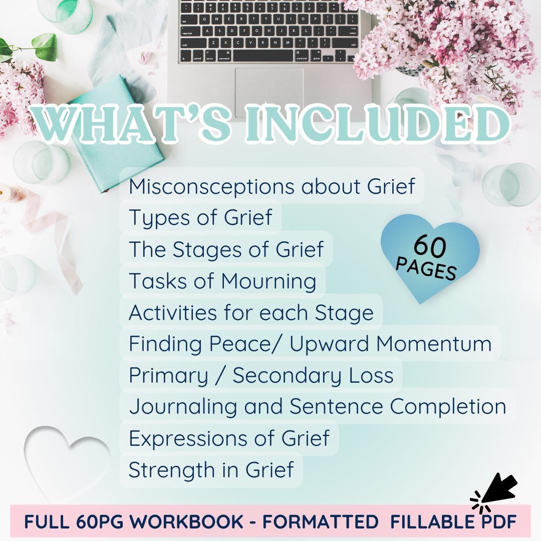 Grief & Loss Workbook Grief Therapy Tool Mental Health Death Grieving ...