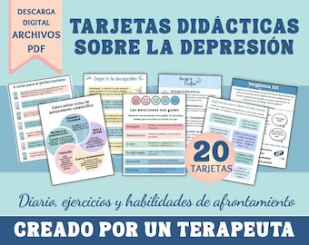 Spanische psychische Gesundheitskarten, Depression, Angst Relief (Digitaler Download)