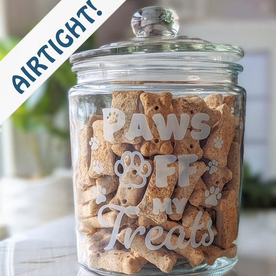 Paws Off My Treats, Airtight Glass Dog Treat Jar
