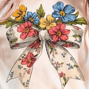 Nœud floral printanier PNG Spring Coquette Flower Daises Wildflower Girl PNG Design pour chemises en téléchargement numérique