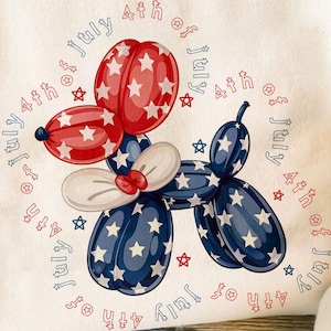 Mignon chien ballon du 4 juillet png, animal ballon png, 4 juillet png, amoureux des chiens girly preppy, patriotique png, drapeau de l'Amérique png, png des États-Unis