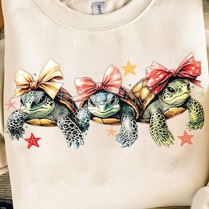 Tortugas marinas coquetas PNG, diseños náuticos de sublimación, playa PNG, coqueta PNG, lazo PNG, tortuga floral bohemia, descarga digital instantánea