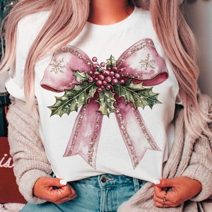 Vintage Pink Bow, Coquette png, Christmas png, Christmas designs, Trending png, Pink Christmas, Girly Christmas