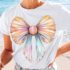 Lazo de concha PNG Playa PNG Verano PNG Costero Femenino Océano Impresión Sublimación Gráfico Clipart Lazo azul Clipart