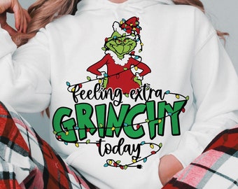 Feeling Extra Grincy Today PNG, Grinc Christmas Png, Retro Christmas Png, Christmas Png, Retro Christmas Shirt Png, Sublimation Designs, PNG