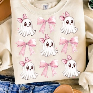 Halloween Cute Ghost png, Coquette Bow Halloween png, Halloween png, ghost png, Spooky Season png, Coquette png, Sublimation png designs