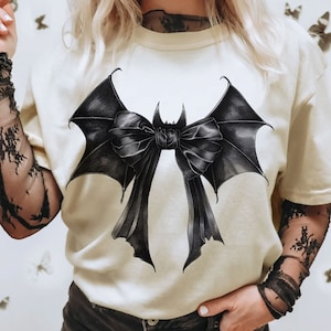 Halloween Bat Gothic Kokietka kokarda png, retro halloween png, trendy png, Gothic png, czarna kokarda png, miękka dziewczyna png, Gothic png, Bat png