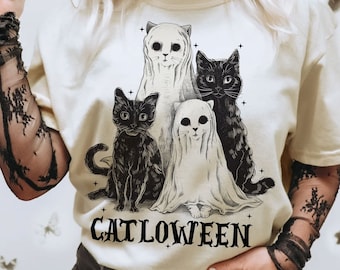 Catloween png, Funny Halloween png, Halloween cat png, Halloween png, Ghost Cute Cat png, Black Cat png, Halloween Ghost png files