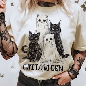 Catloween png, png drôle d'Halloween, png de chat d'Halloween, png d'Halloween, png de chat mignon fantôme, png de chat noir, fichiers png de fantôme d'Halloween