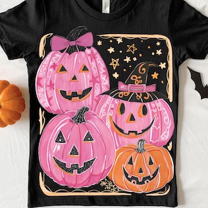 Happy Halloween Png, Retro Halloween Pumpkin PNG, Cute Fall Sublimation, Pink Orange Halloween, Halloween Design, Fall Pumpkin Png Download