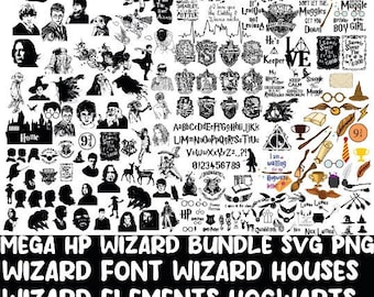 Mega Wizard SVG PNG Bundle, Wizard Houses svg, svg for cricut, Always svg, Wizard font svg