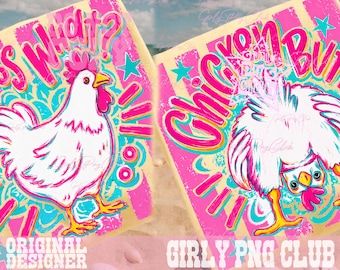 Guess What Chicken Butt PNG Bundle, Funny Preppy Sublimation Design, Matching Shirts Graphic, Front and Back Retro Humor Digital Download