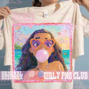 May include: White t-shirt featuring a colorful graphic of a woman with heart-shaped glasses blowing a bubble. The artwork includes ocean and bubble details, with the text "DO NOT WORRY" and "GIRLY PNG CLUB".