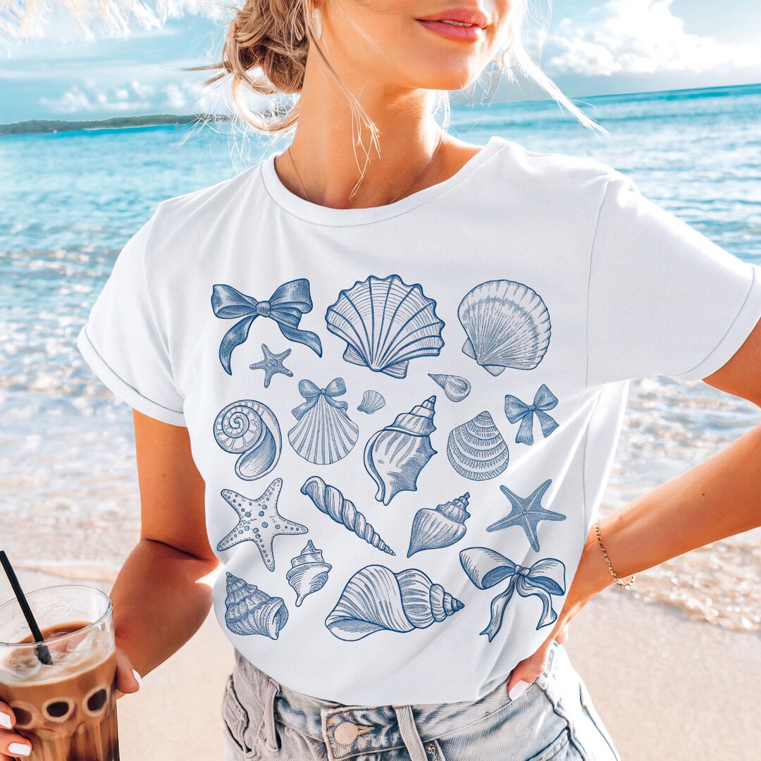 Coquette Seashells PNG Beach PNG Summer PNG Coastal Girly Ocean Print ...