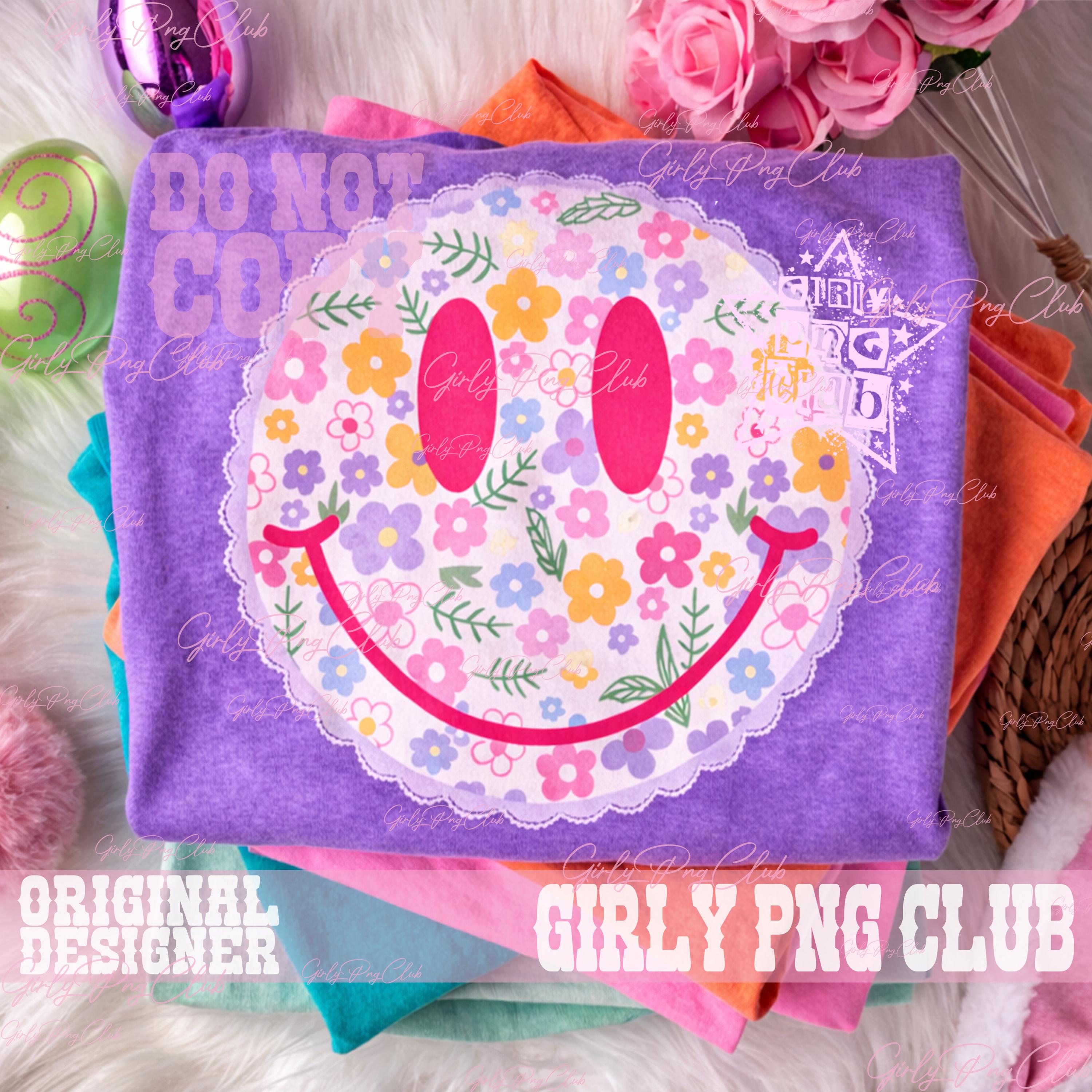 Spring Floral Smiley Face PNG, Happy Floral Shirt Design (digital ...