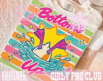 Bottoms Up Duck PNG, Preppy Summer Duck Design, Cute Lake Girl Graphic, Colorful Beach Vibe Shirt Digital Download