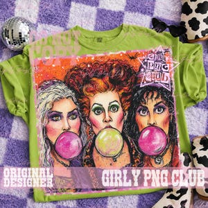 Witch sister blowing bubble, Hocus Pocus Png, Halloween Shirt Designs, Vintage Halloween png, Halloween Png, Sanderson Sisters Png image 8