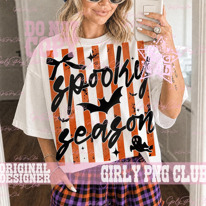 Striped spooky season bat ghost Png, ghost shirt Png, funny halloween Png, Viral Png, bat tee Png, Trendy Spooky Vibes, horror tee image 6