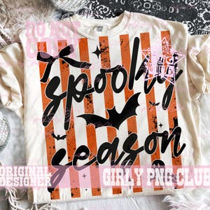 Striped spooky season bat ghost Png, ghost shirt Png, funny halloween Png, Viral Png, bat tee Png, Trendy Spooky Vibes, horror tee image 3