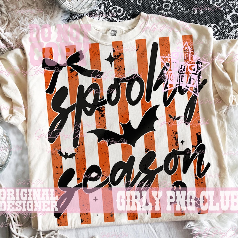 Striped spooky season bat ghost Png, ghost shirt Png, funny halloween Png, Viral Png, bat tee Png, Trendy Spooky Vibes, horror tee image 3