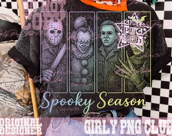 Spooky Season Png, Halloween Horror Characters Png, Vintage Halloween Horror Night Png, Trendy Halloween PNG, Halloween Png