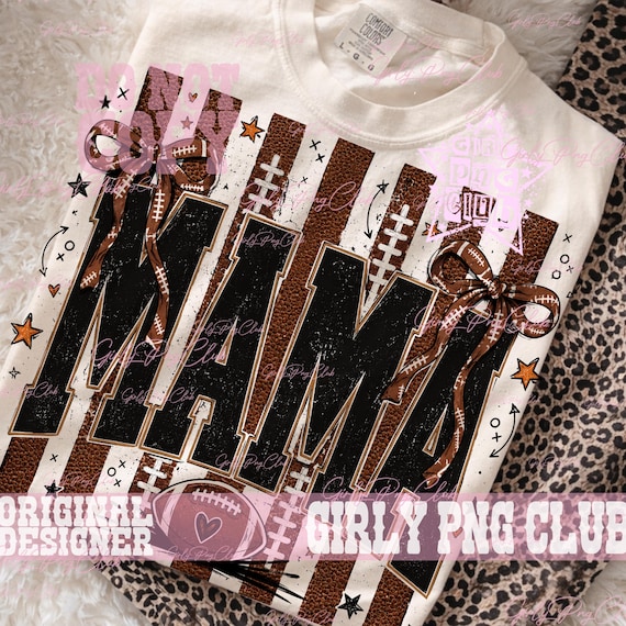 Striped Football Mama PNG: Fall Sports Sublimation for Cheer mom tee (Digital Download)