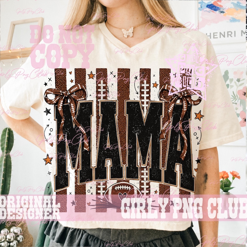 Striped Football Mama PNG: Fall Sports Sublimation for Cheer mom tee (Digital Download) image 5