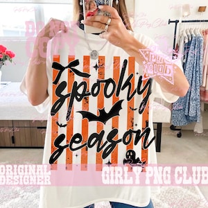 Striped spooky season bat ghost Png, ghost shirt Png, funny halloween Png, Viral Png, bat tee Png, Trendy Spooky Vibes, horror tee image 5