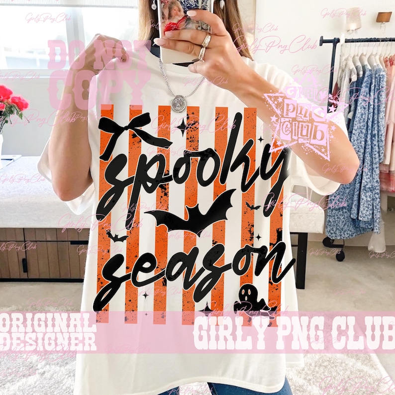 Striped spooky season bat ghost Png, ghost shirt Png, funny halloween Png, Viral Png, bat tee Png, Trendy Spooky Vibes, horror tee image 5