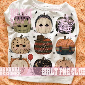 Horror Movie Pumpkins PNG, toddler halloween png, scary Pumpkin Sublimation (Digital Download)