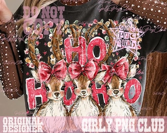 Preppy Ho Ho Ho Deer Png, Christmas Deer, Reindeer, Merry Christmas Png, Christmas (Digital Download)