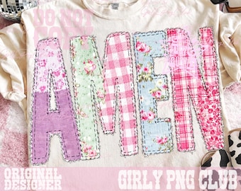 Cottagecore Checkered AMEN PNG, Preppy coquette Patchwork Checkered Risen christian ORIGINAL (Digital Download)