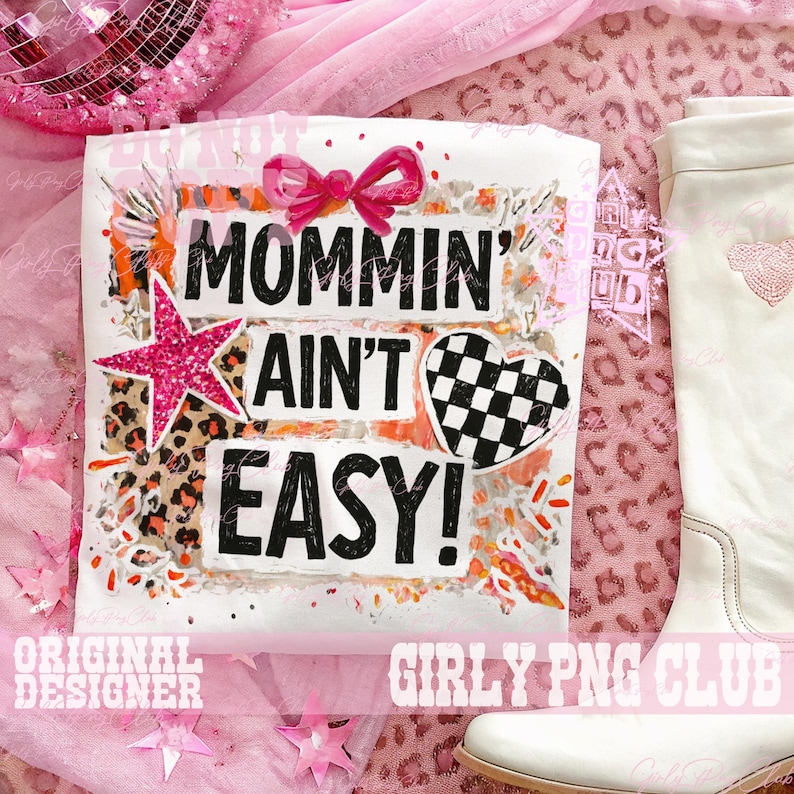 Mamma är inte lätt PNG, Trendig mamma PNG, Kristen mamma PNG, Preppy mammadesign PNG, Moderskapssublimeringsdesign | Collage PNG bild 3