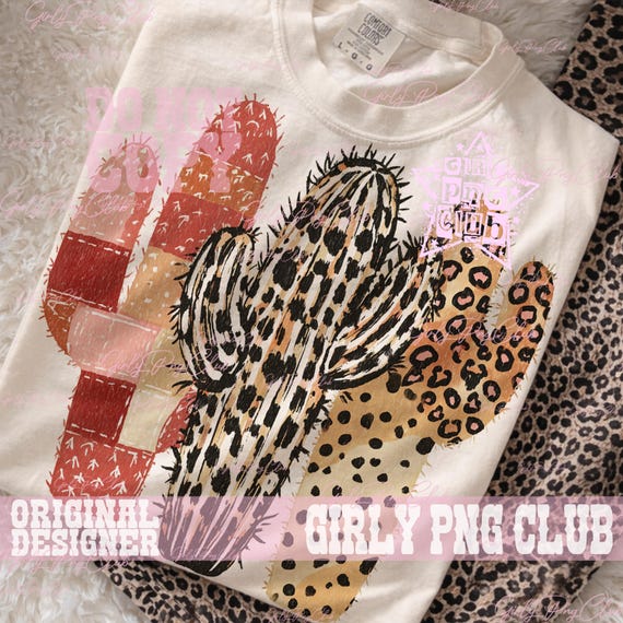 Brushstroke Cactus PNG Set, Western Cowgirl Desert Graphics, Checkered Leopard Polka Dot Patterns, Cowboy Sublimation