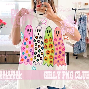 Preppy ghost Halloween colorful leopard Png, ghost movies Png, glitter tee Png, Viral Png, Preppy girly ghost Png, funny halloween image 5