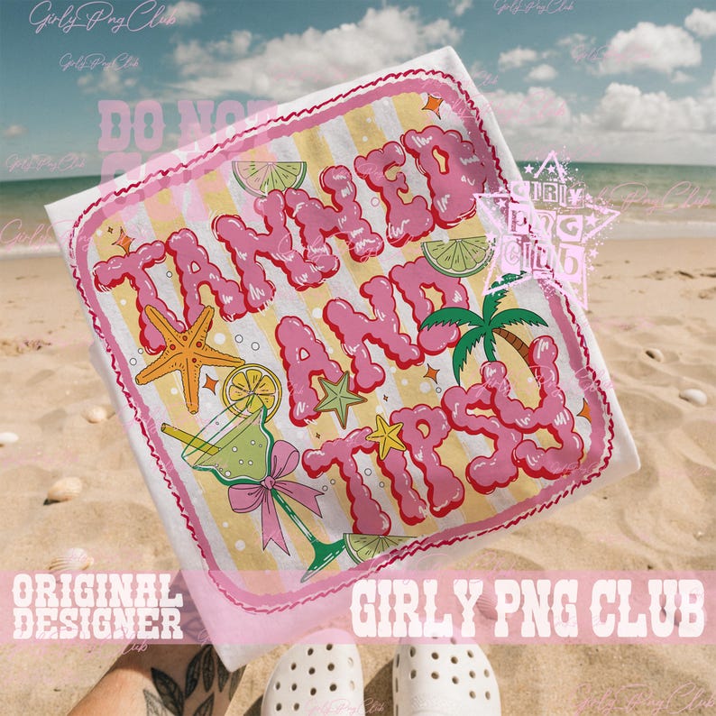 Tanned and Tipsy PNG, Preppy Summer PNG, Girly Aesthetic PNG, Trendy ...