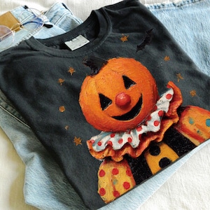Calabaza de terror, payaso de Halloween, PNG, Halloween de terror, PNG, otoño, Temporada espeluznante, camiseta de Halloween popular, PNG vintage