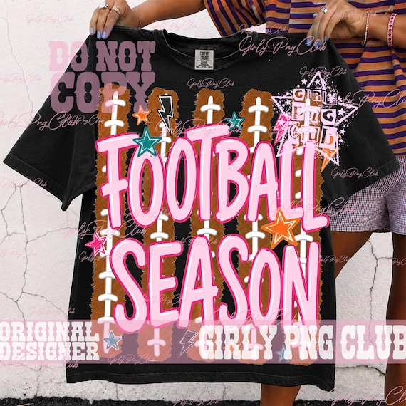 Striped Football Season PNG: colorful stars Sports Sublimation for game day tee, girly football shirt funny (Digital Download)